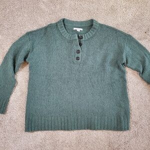 American Eagle Outfitters Green Button-Front Pullover Sweater (Size S)